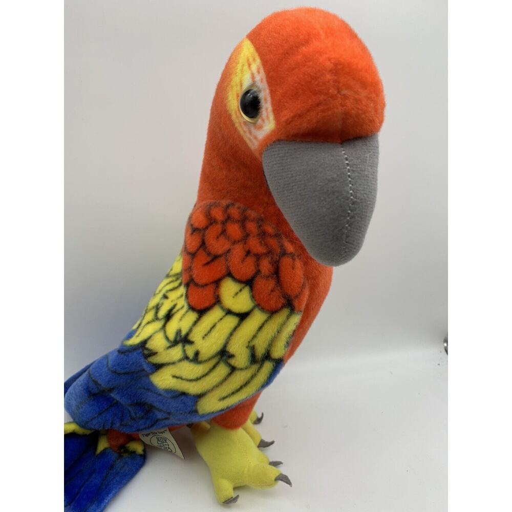 Realistic Tropical Red Macaw Parrot Bird Large Giant Plush Animal Tiger Tale Toy - Picture 6 of 7